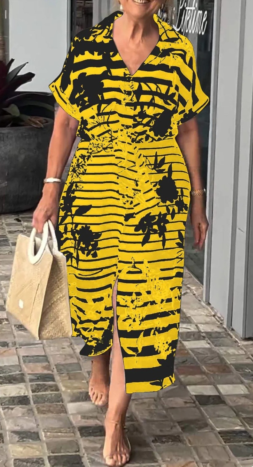 Midnight & Vanilla Print Front Tie Dress Style