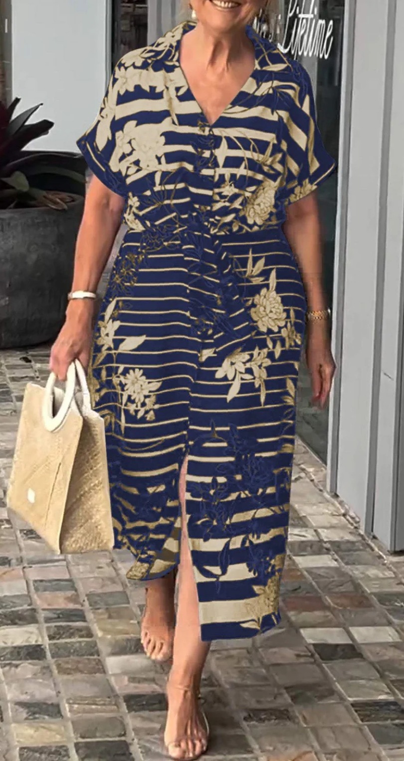 Midnight & Vanilla Print Front Tie Dress Style