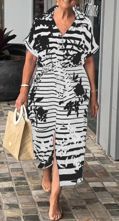 Midnight & Vanilla Print Front Tie Dress Style