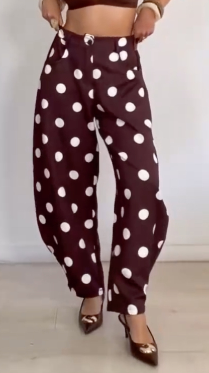 Polka Dot High Waist Loose Pants