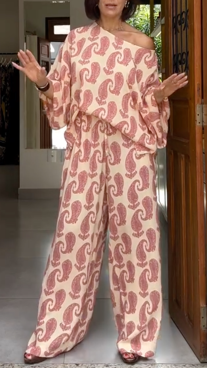Pink Paisley Print 2‐Piece Set
