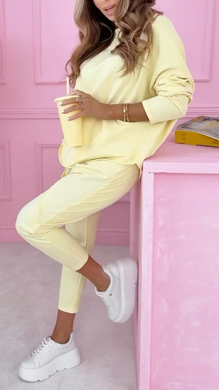 Women's Round Neck Irregular Patchwork Casual Suit