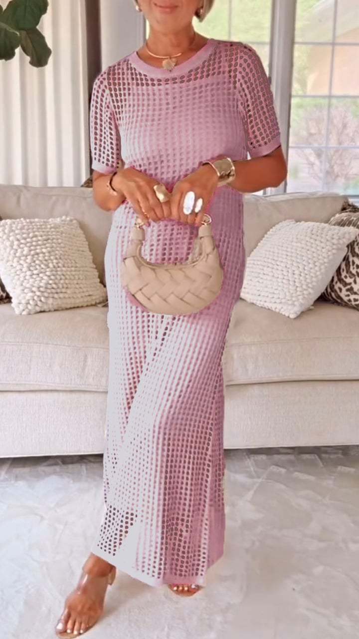 Women’s Round Neck Hollow Air Quality Two-Piece Dress