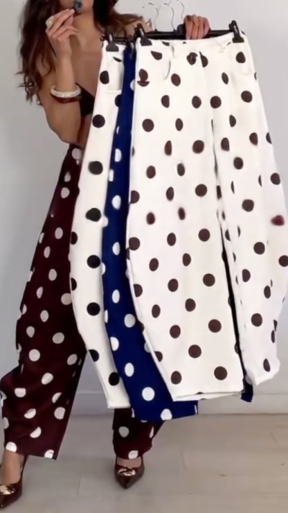 Polka Dot High Waist Loose Pants