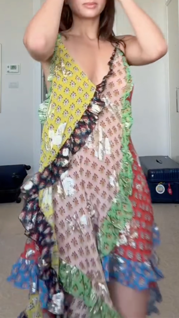 Multicolor Ruffled Patchwork Maxi Dress