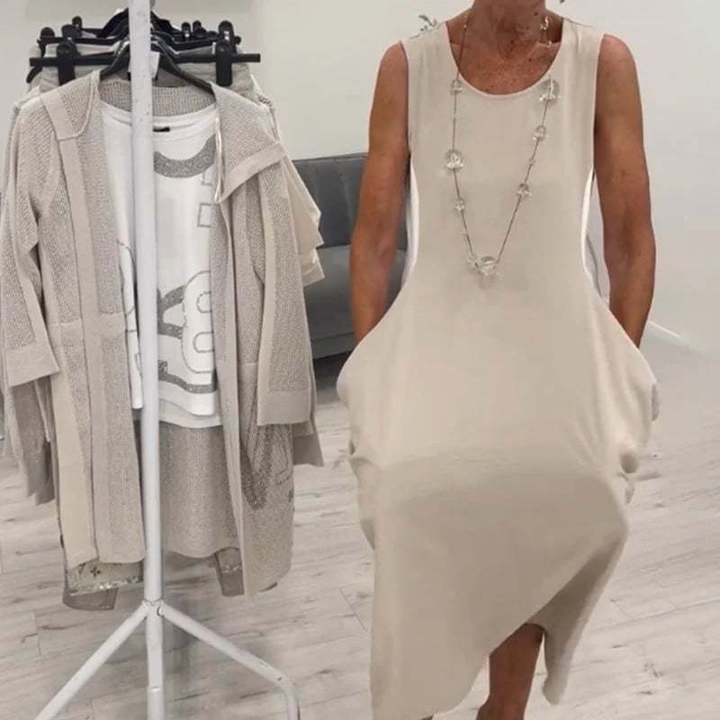 Simple Sleeveless Dress with Pockets