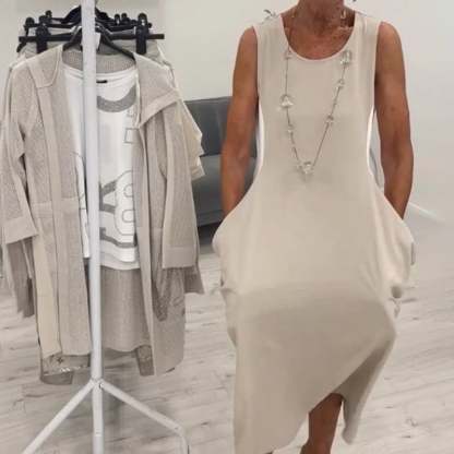 Simple Sleeveless Dress with Pockets