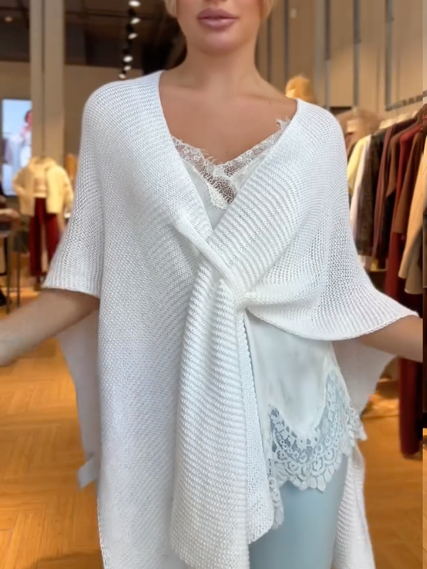 Knit Twist‐Front Cape Top