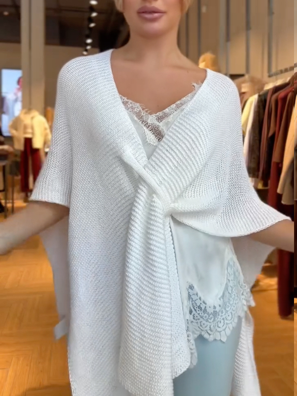 Knit Twist‐Front Cape Top