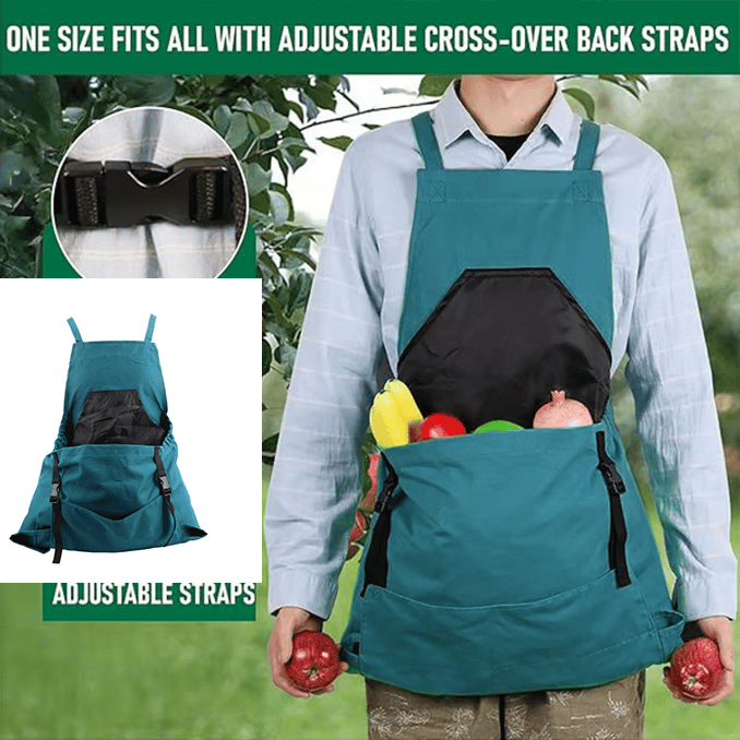 Cross Back Gardening Apron With Deep Kangaroo Release Pockets
