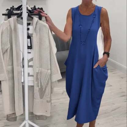 Simple Sleeveless Dress with Pockets