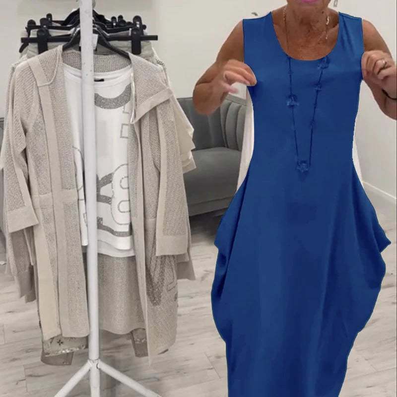 Simple Sleeveless Dress with Pockets