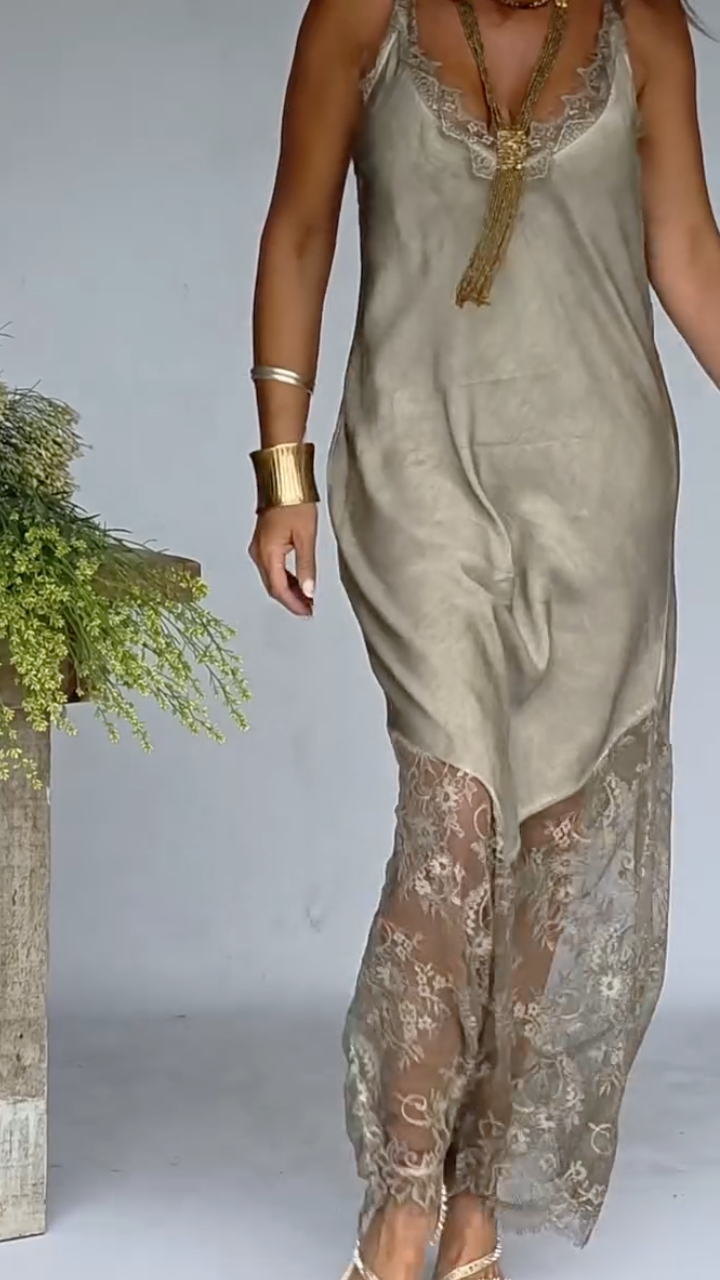 Women's Lace-Trimmed Slip Dress & Cardigan Set