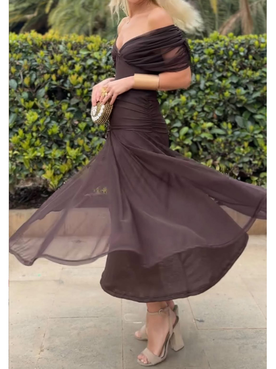 Women's Elegant Mesh Boutonniere Dress