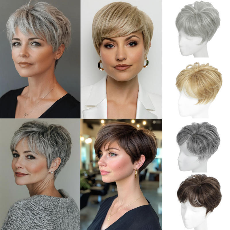 Top Hair Pieces Mini Short straight hair Topper with bangs