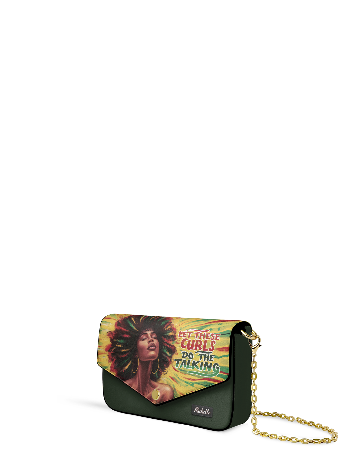 Let These Curls Do The Talking NNRZ22070343PZ Envelope Chain Crossbody Bag