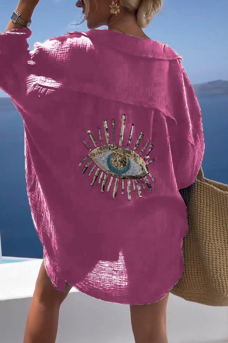 Women Casual sequin beaded shirt