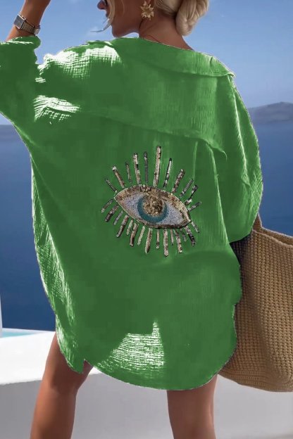 Women Casual sequin beaded shirt
