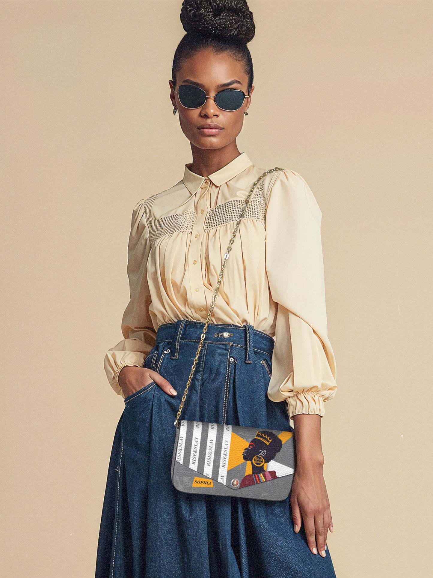 Rise & Slay - "Yenye" Black Envelope Chain Crossbody Bag