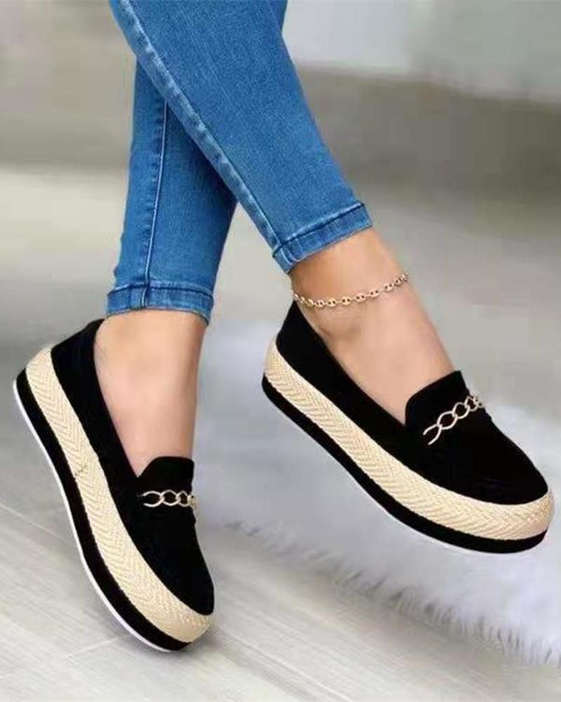 Chain Decor Platform Muffin Work Loafers