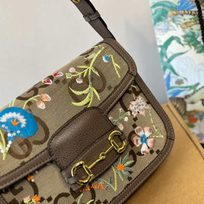 Monogram Jumbo Calfskin Embroidered Horsebit 1955 Shoulder Bag