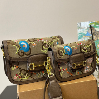 Monogram Jumbo Calfskin Embroidered Horsebit 1955 Shoulder Bag