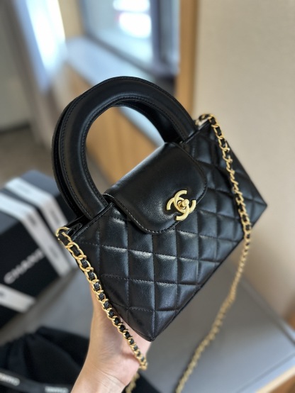 Shiny Aged Calfskin Coral Mini Kelly Shopping Bag