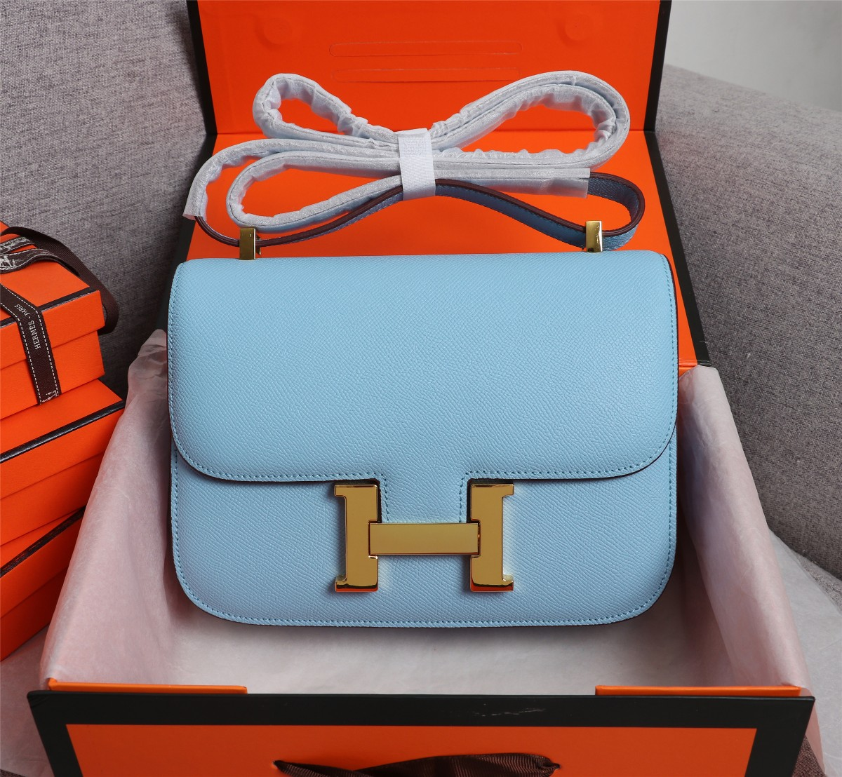 Constance 19/23 bag Blue Epsom Leather