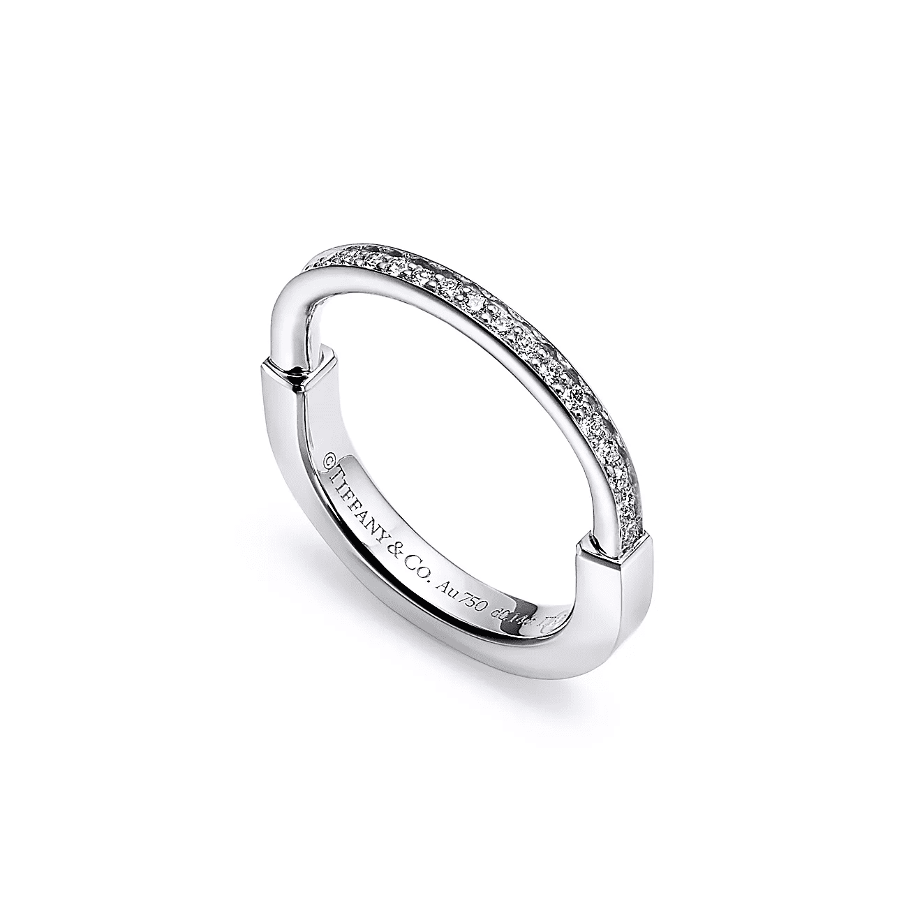 Lock Ring in White Gold with Diamonds