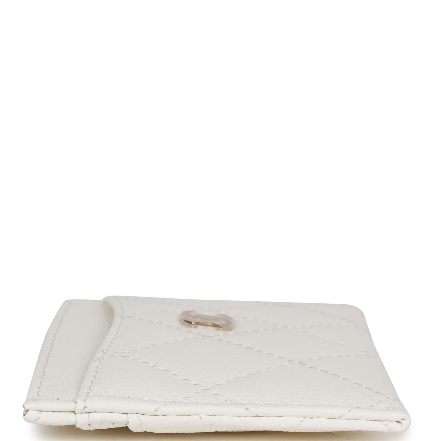 Card Holder Wallet White Caviar Light Gold Hardware