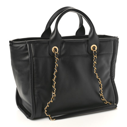 Calfskin Small Deauville Tote Black