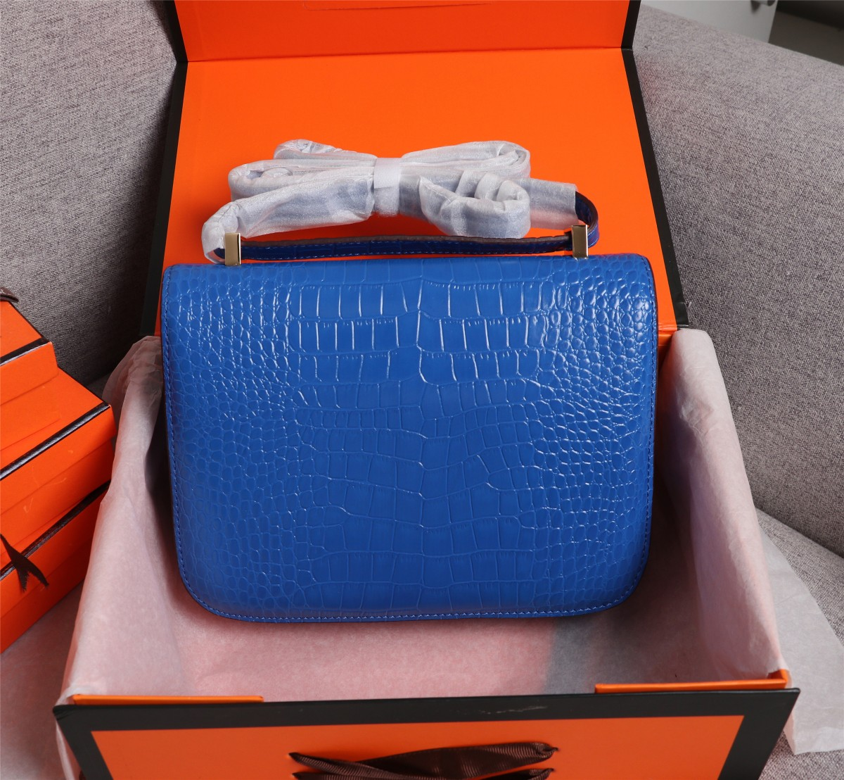 Constance 23 bag Blue Crocodile Leather