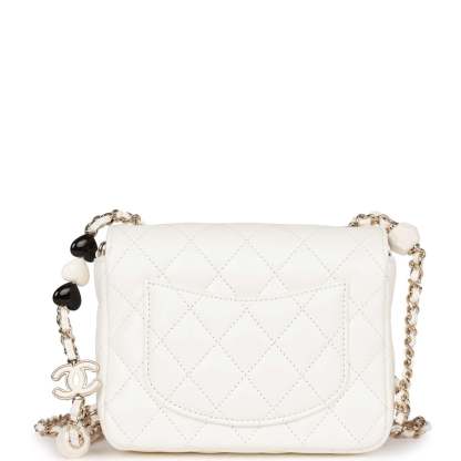 Sweet Mini Square Flap Bag White Lambskin Light Gold Hardware