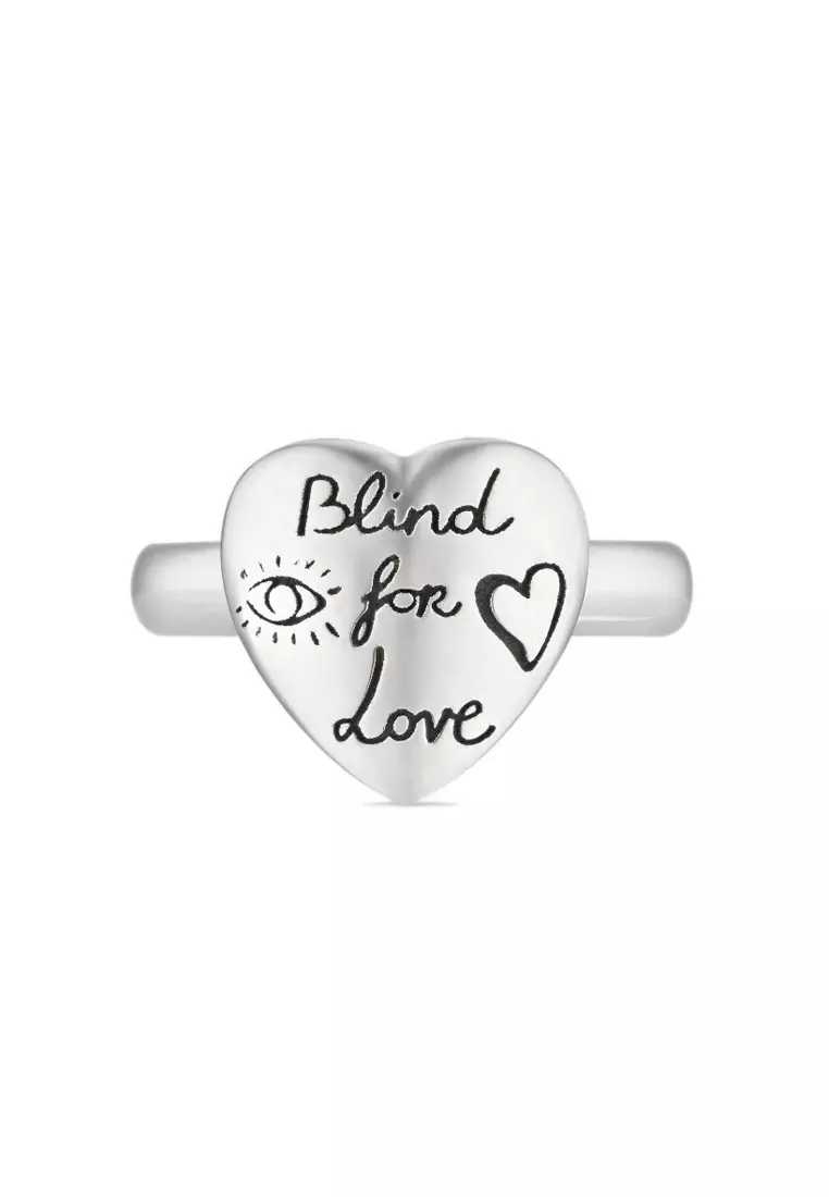 Blind For Love Heart Shape Sterling Silver Ring