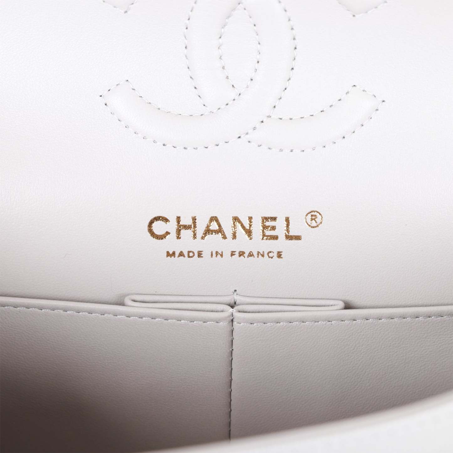 Small Classic Double Flap Grey Caviar Light Gold Hardware