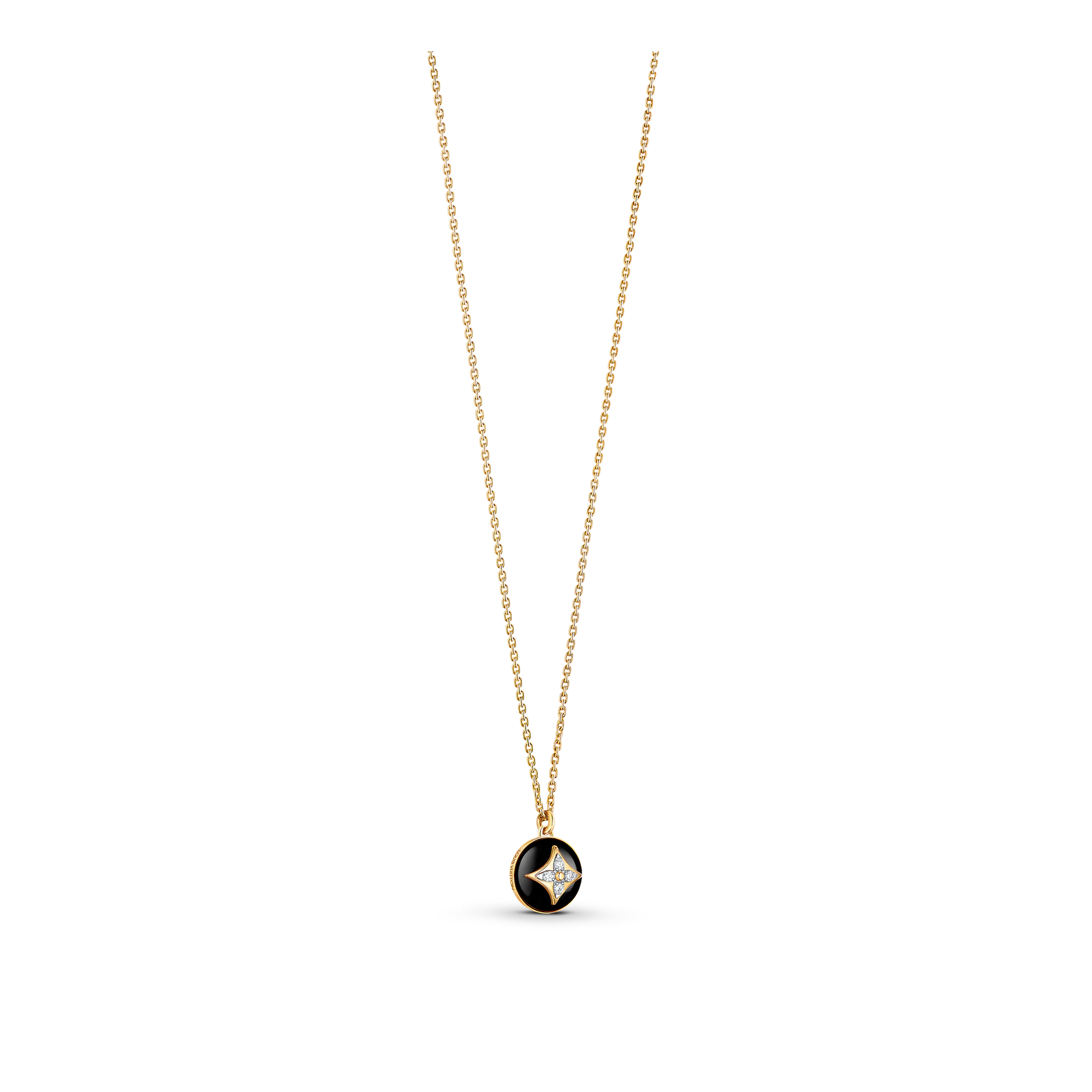 B Blossom Pendant, Yellow Gold, White Gold, Onyx And Diamonds