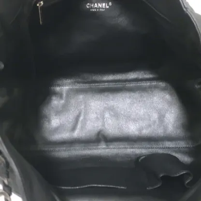 Modern Chain East West Tote Black Leather Large Shoulder Bag