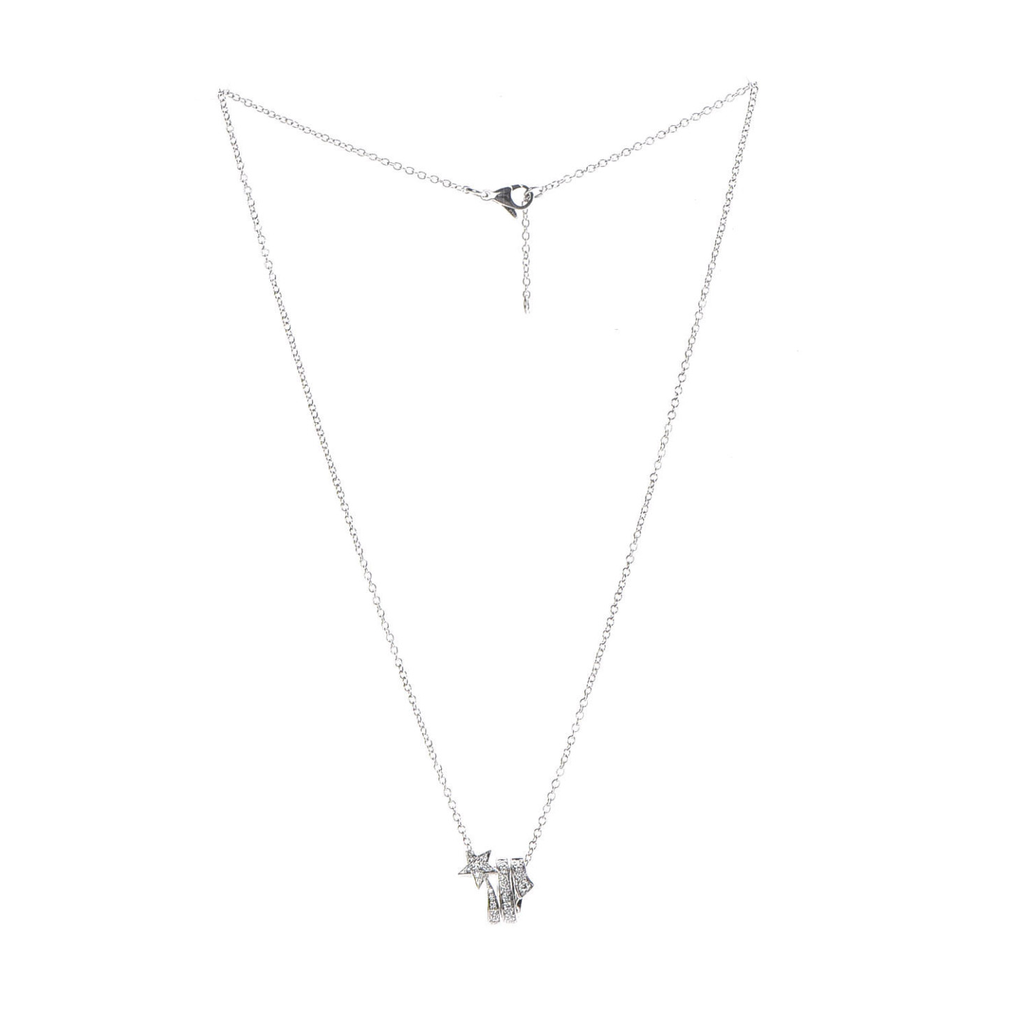 18K White Gold Diamond Etoile Filante Pendant Necklace