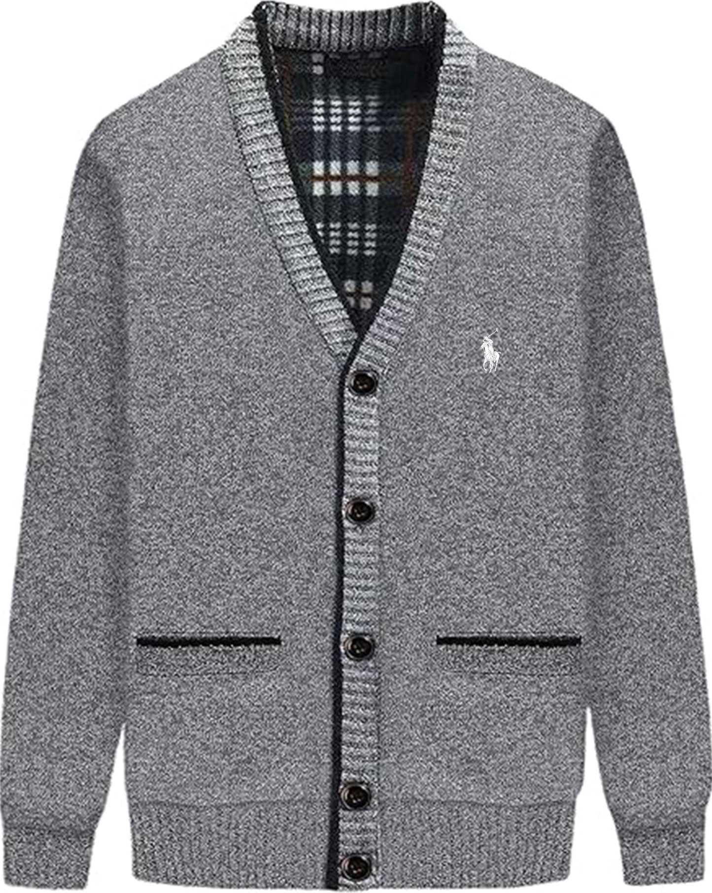 Men's Shawl Collar Cardigans Slim Fit Button Cable Knit Black Sweater Pockets