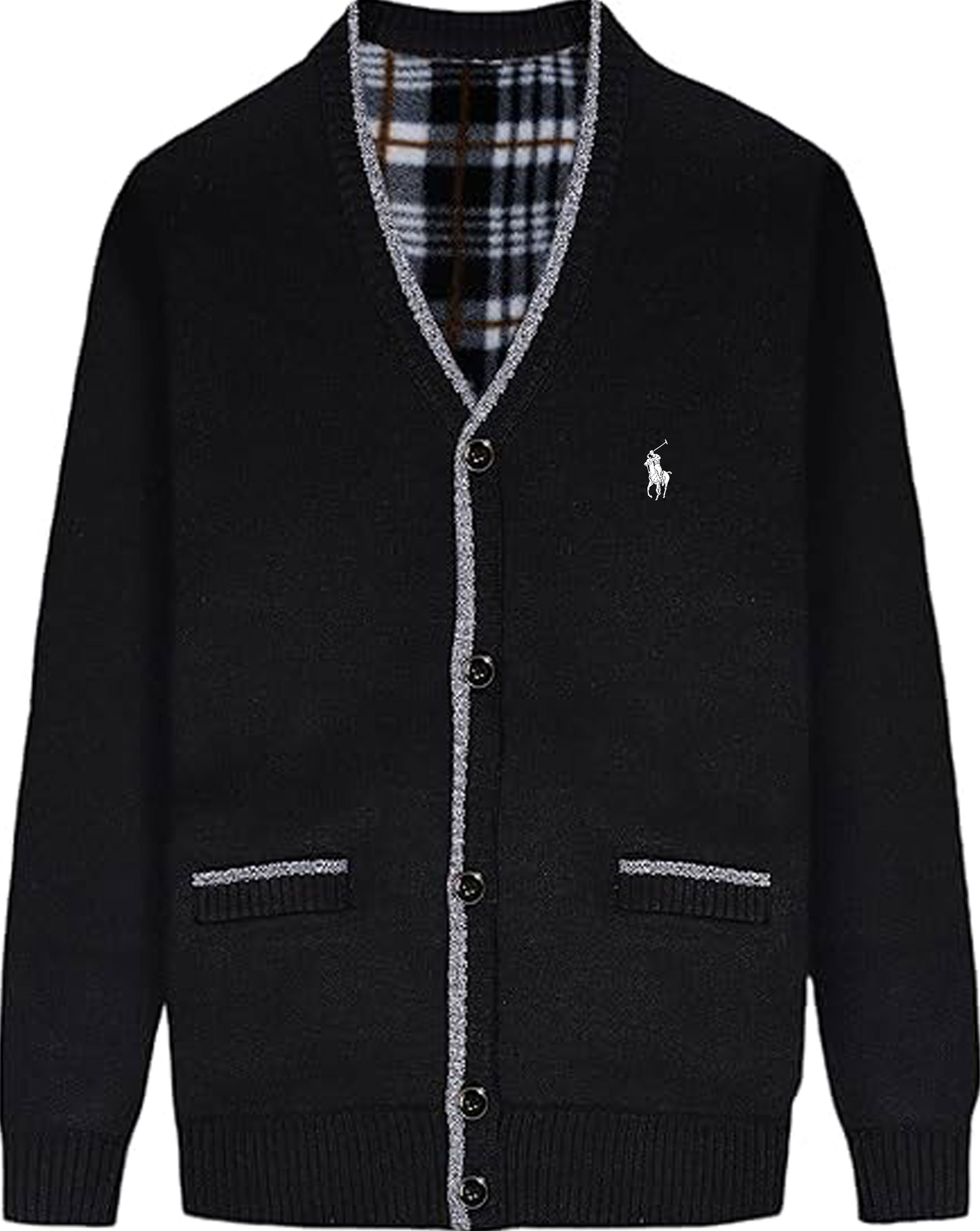 Men's Shawl Collar Cardigans Slim Fit Button Cable Knit Black Sweater Pockets