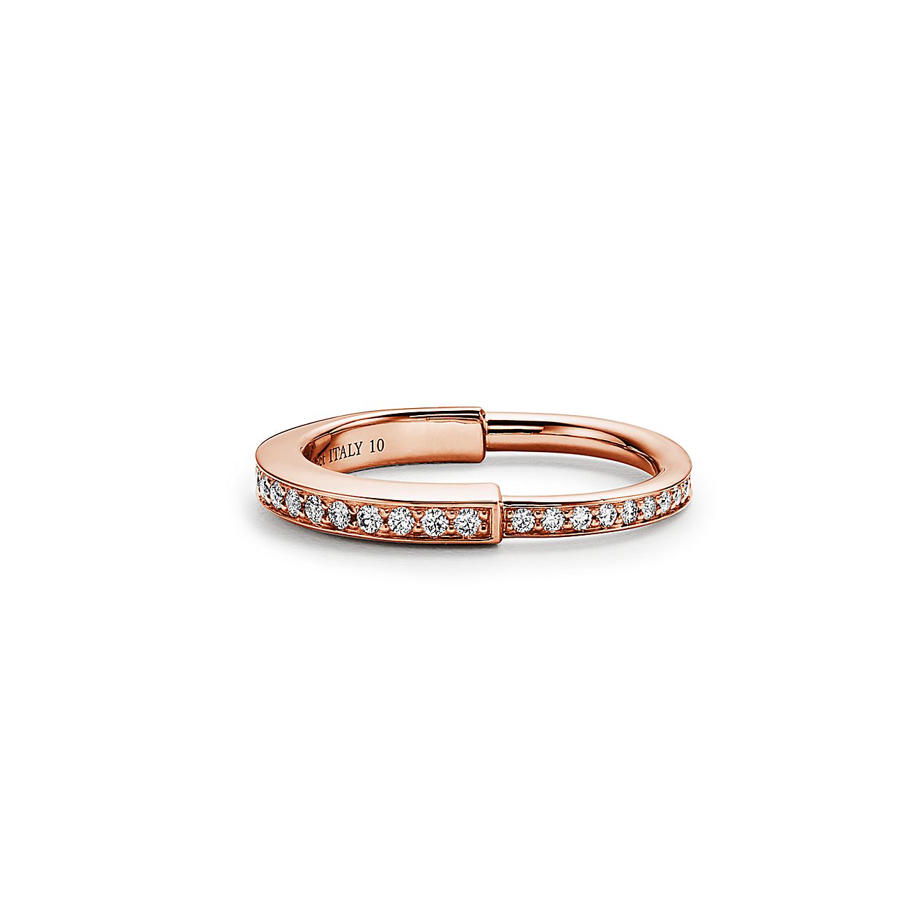 Lock Ring in Rose Gold with Pave Diamonds