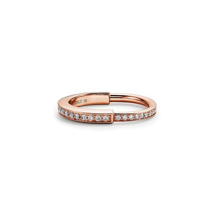 Lock Ring in Rose Gold with Pave Diamonds