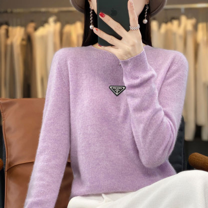 Supports quality inspection, seamless 100% pure wool, first-line ready-to-wear, autumn and winter new short-sleeve round-neck solid color knitted sweater.
