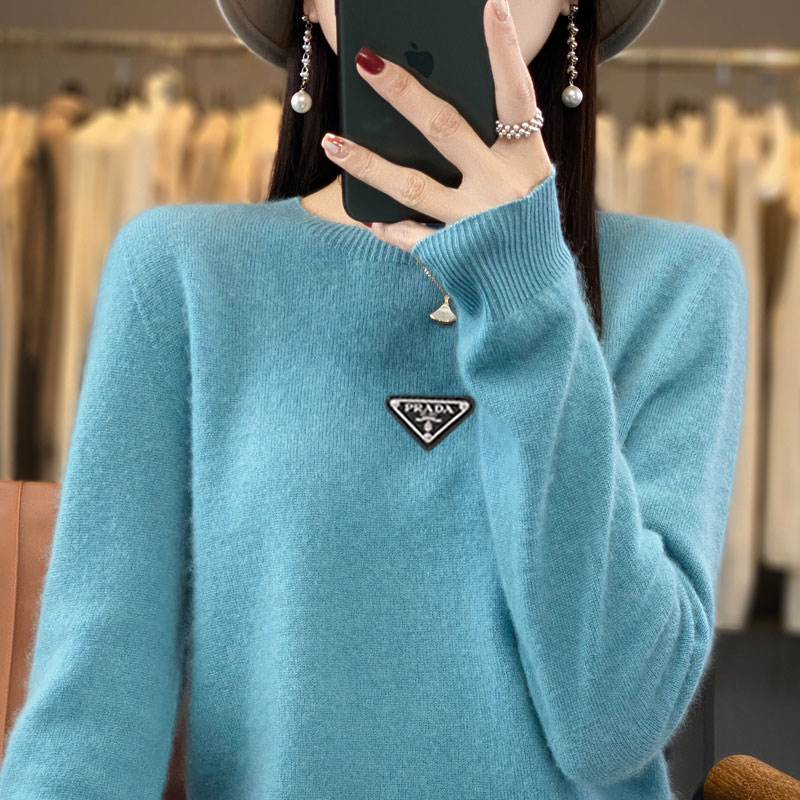 Supports quality inspection, seamless 100% pure wool, first-line ready-to-wear, autumn and winter new short-sleeve round-neck solid color knitted sweater.