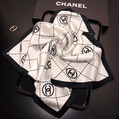 Double C square striped silk scarf
