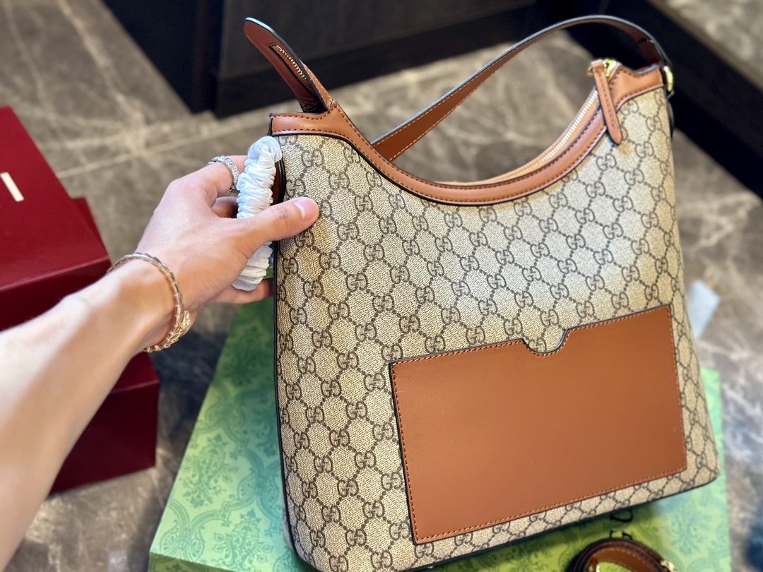 Brown Monogram Canvas Leather Hobo Bag Linea