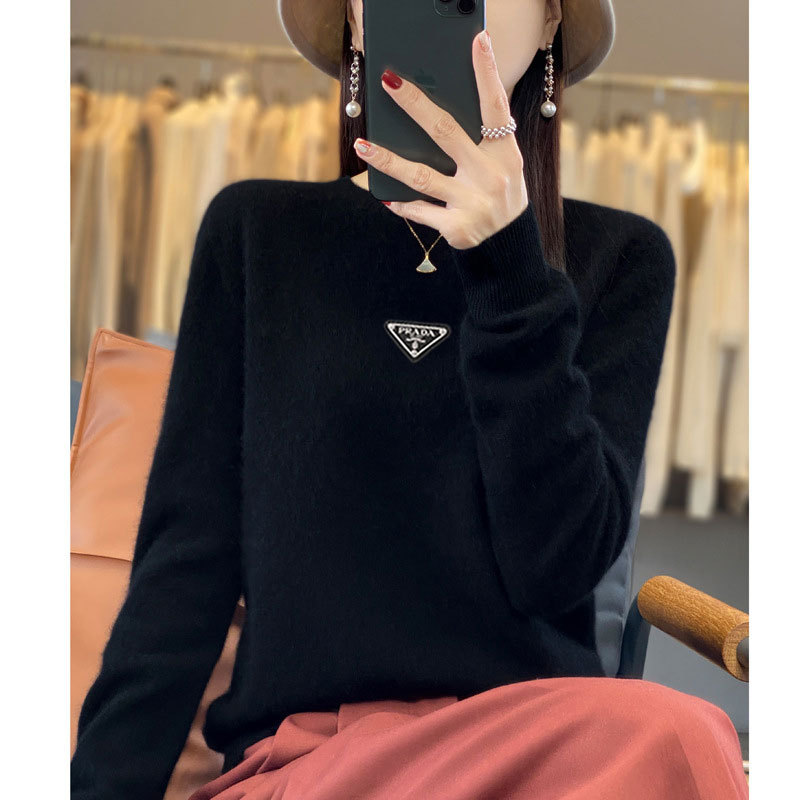 Supports quality inspection, seamless 100% pure wool, first-line ready-to-wear, autumn and winter new short-sleeve round-neck solid color knitted sweater.