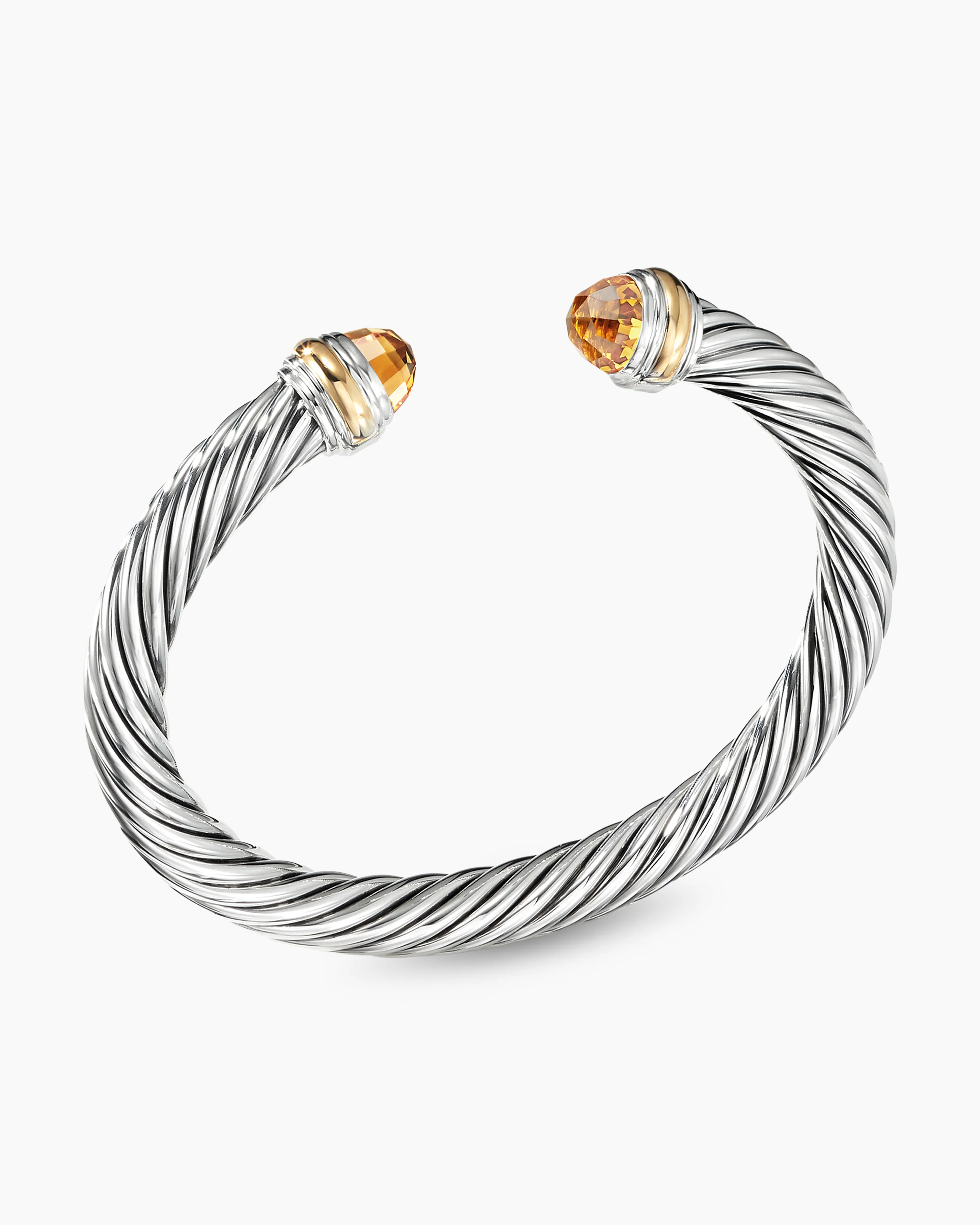 Classic Cable Bracelet Sterling Silver with 14K Yellow Gold and Citrine, 7mm