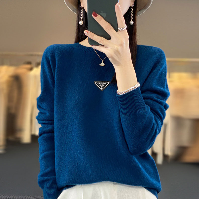 Supports quality inspection, seamless 100% pure wool, first-line ready-to-wear, autumn and winter new short-sleeve round-neck solid color knitted sweater.
