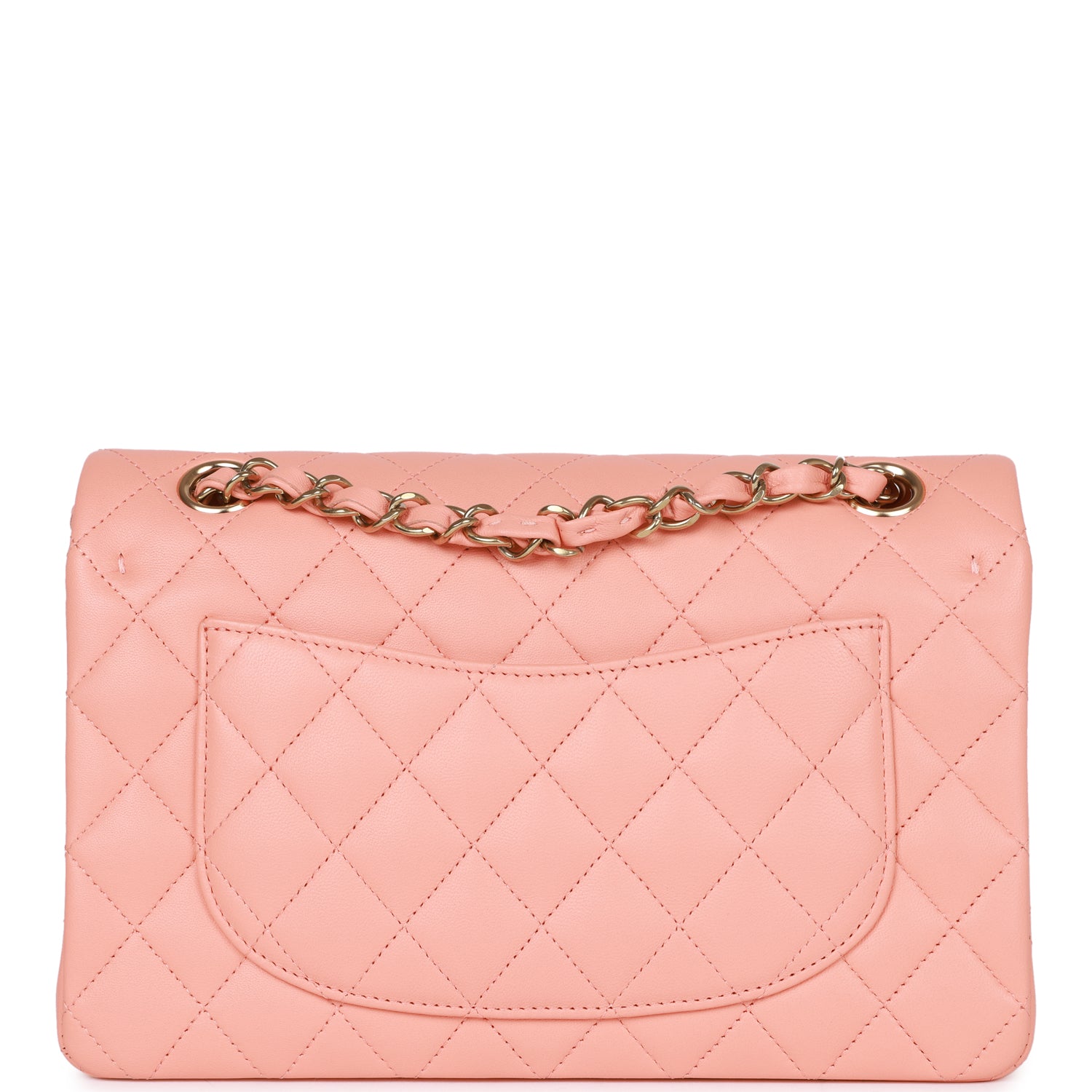 Small Classic Double Flap Pink Lambskin Light Gold Hardware